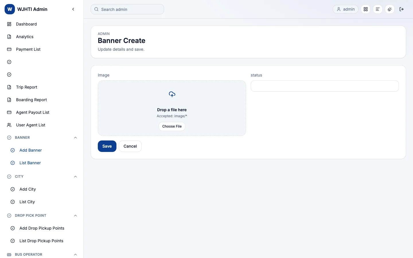 WJHTI vendor workflow screen